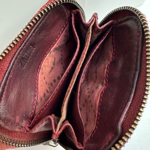 Zadig & Voltaire Small Leather Wallet ID Holder Wine Color Zip Around Closure - Picture 7 of 11